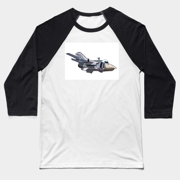 Cartoon Jetbird Baseball T-Shirt by Mechanik